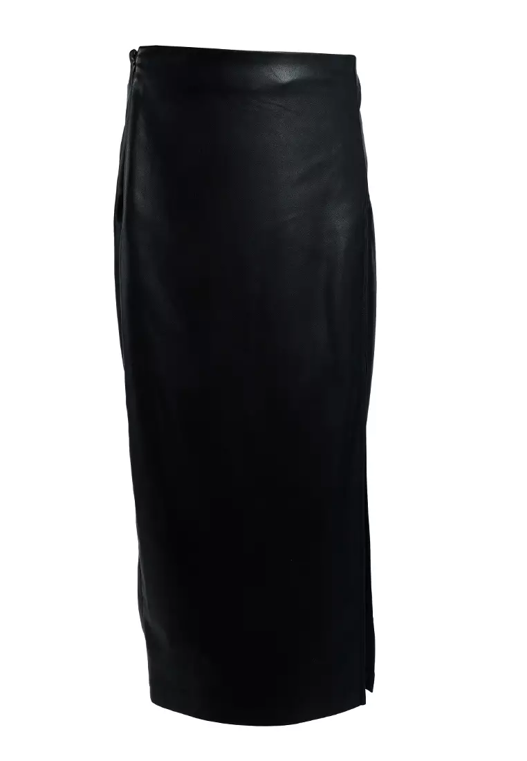 Black Slit Midi Skirt