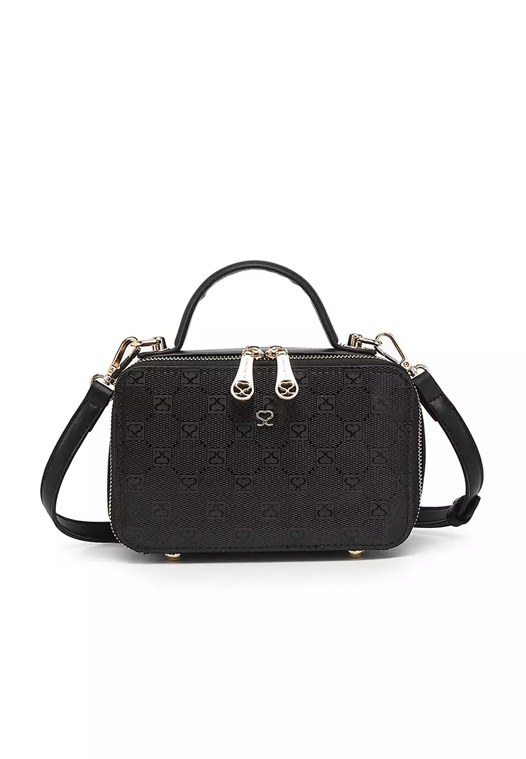 Women's Monogram Top Handle Bag / Sling Bag / Crossbody Bag (Tas Selempang / Tas Tangan) - Hitam