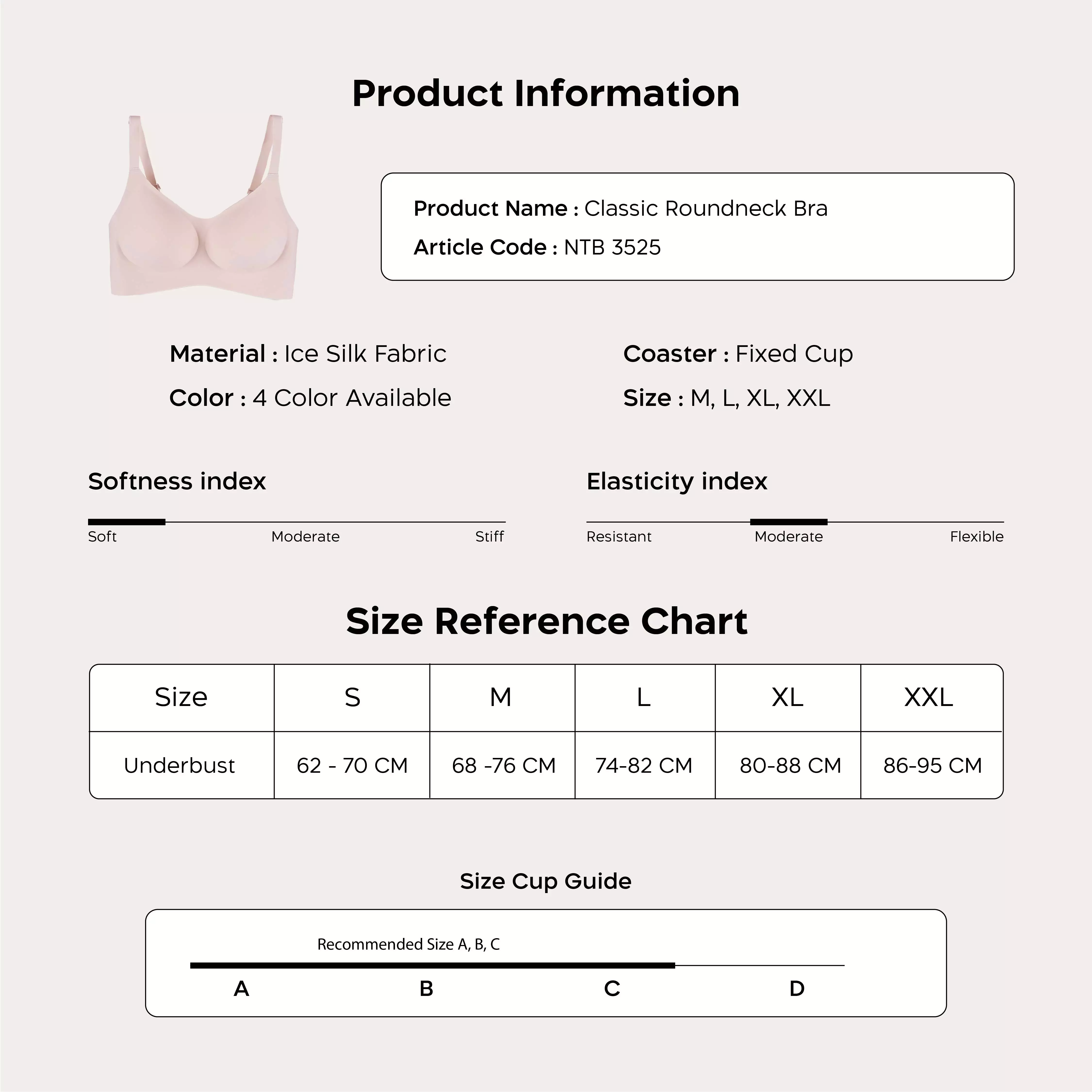 Nathalie Round Neck Seamless Bra NTB 3525 - Beige