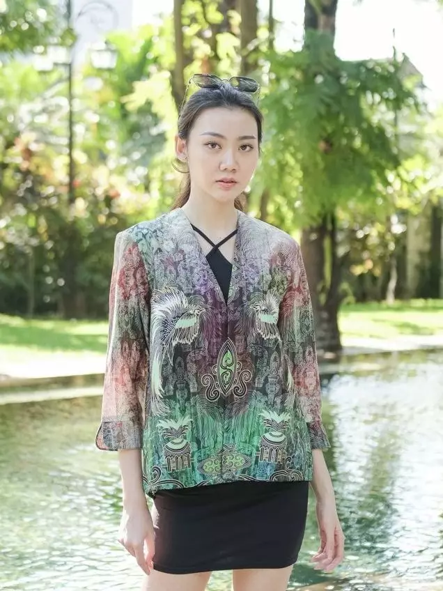 Agnia Purple Outer Wanita  Digital Print