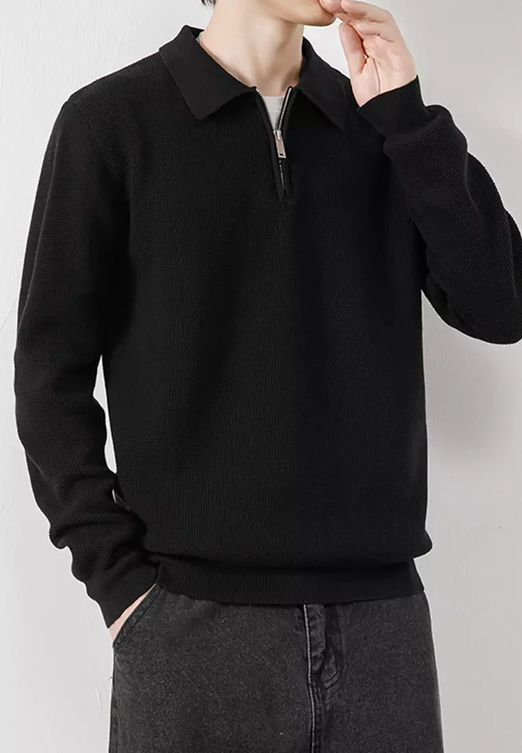 Sweatshirt with polo collar deals