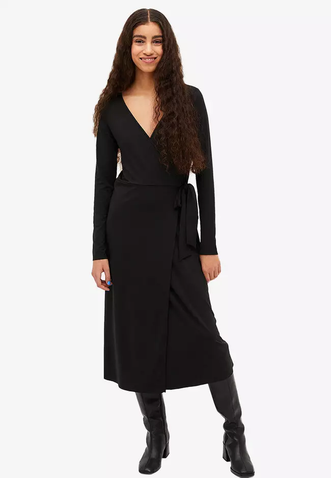 Buy Nelly Double Slit Ls Dress - Black