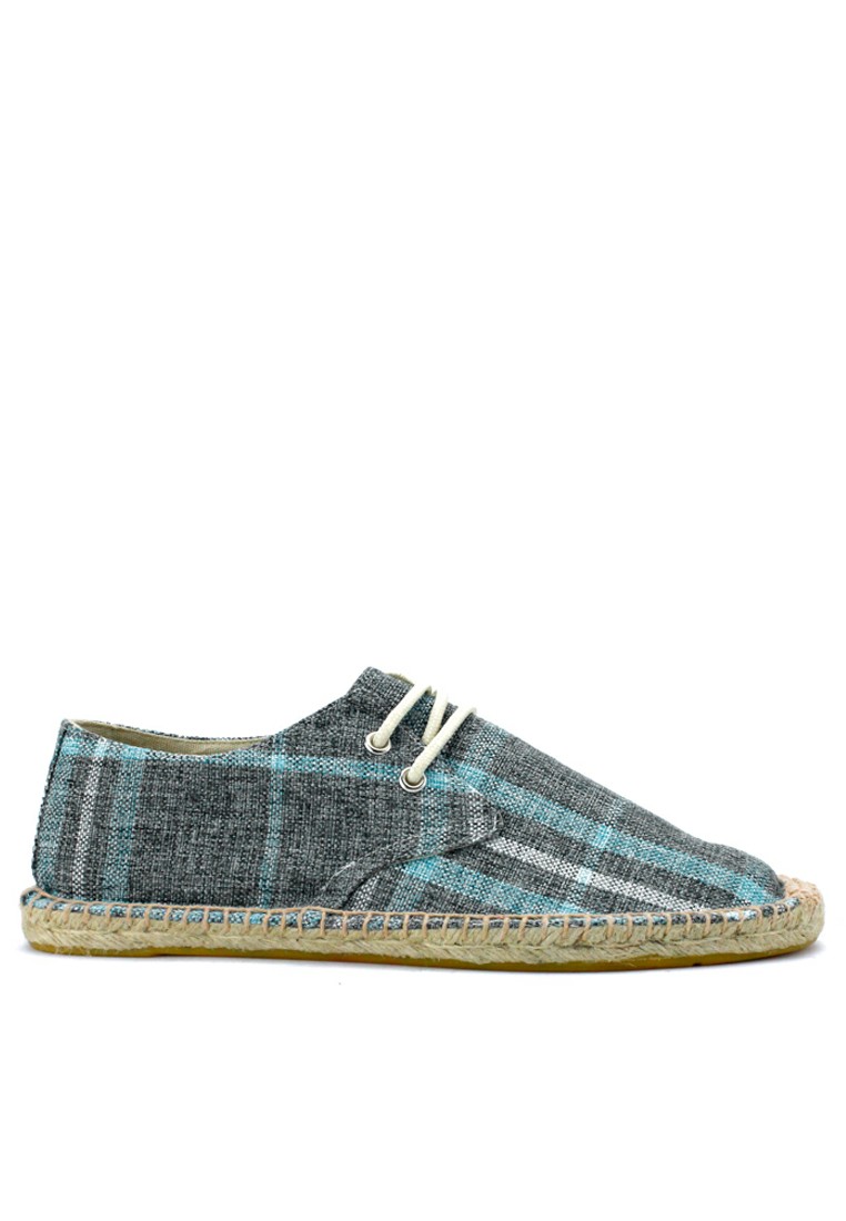 Contrast Stripes Lace Up Linen Espadrilles QZ8067