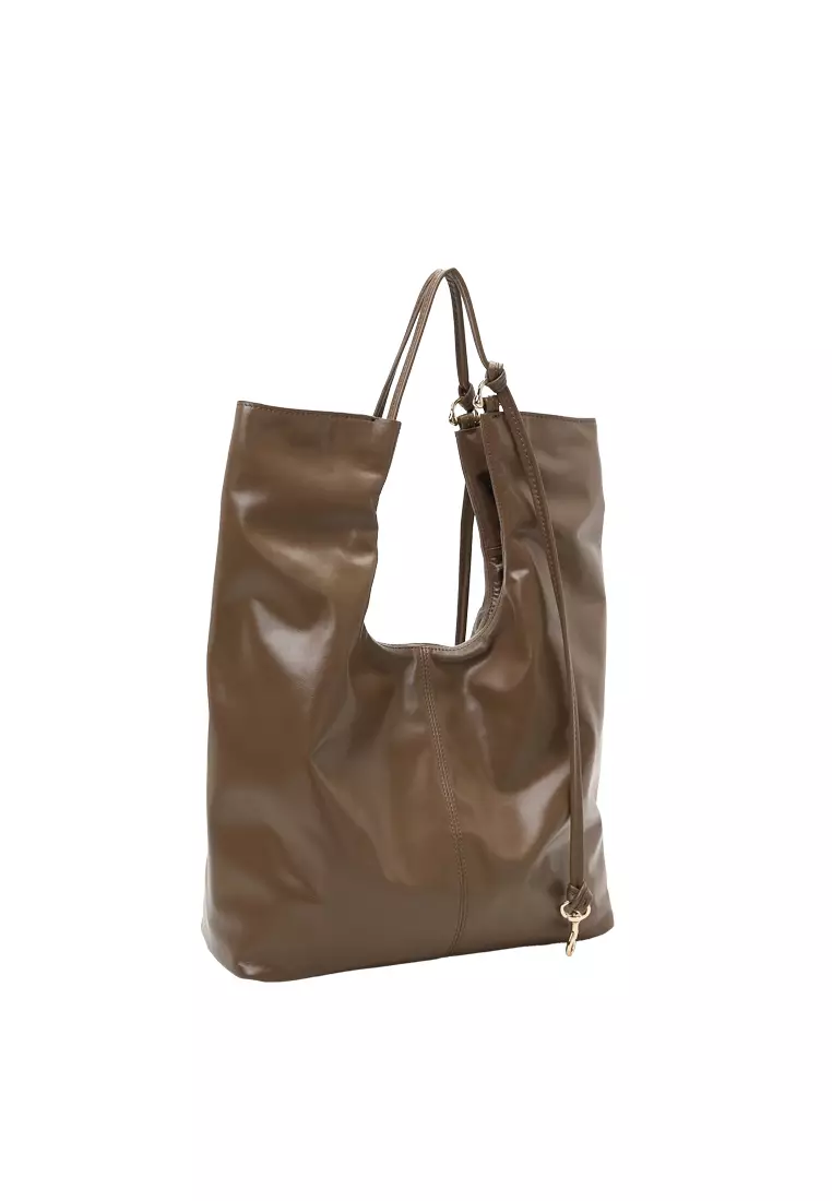 Ruche Cutout Rectangle Hobo Clutch Bag - Distressed Elephant Grey