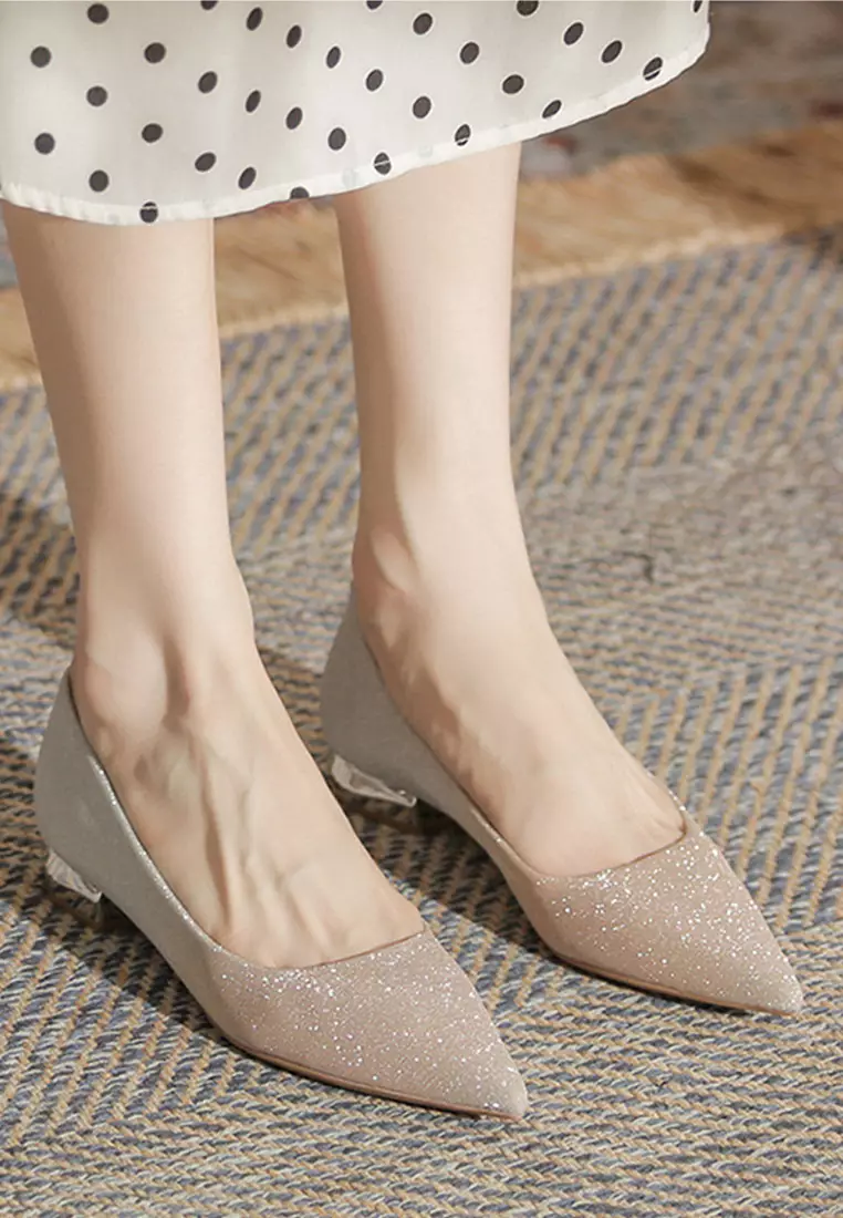 2.5CM Wedding Banquet Sequin Low Heels IF2215