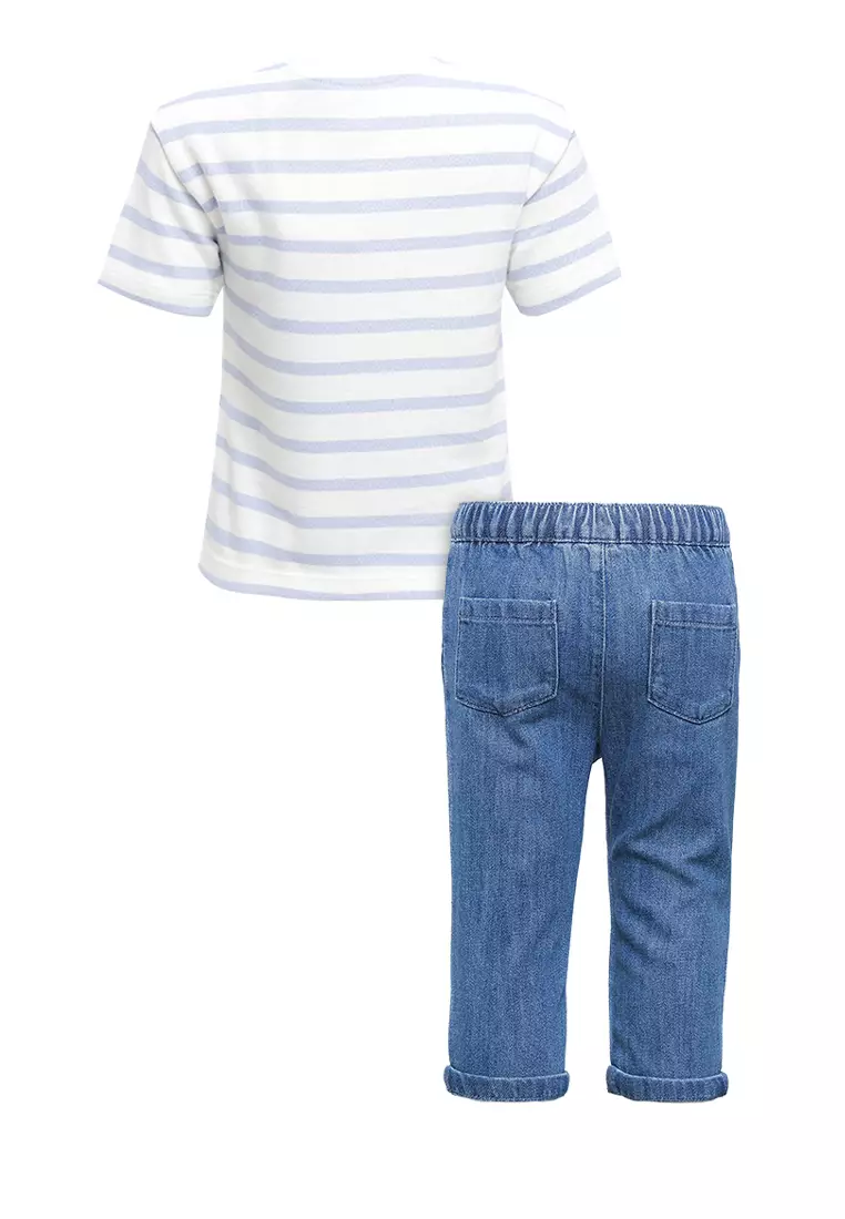 Cotton Blue Stripe Top Jean Outfit