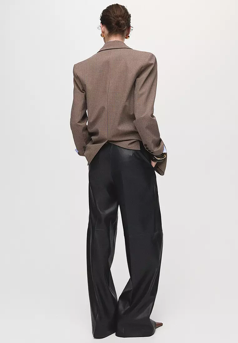 Leather-Effect Wide-Leg Trousers