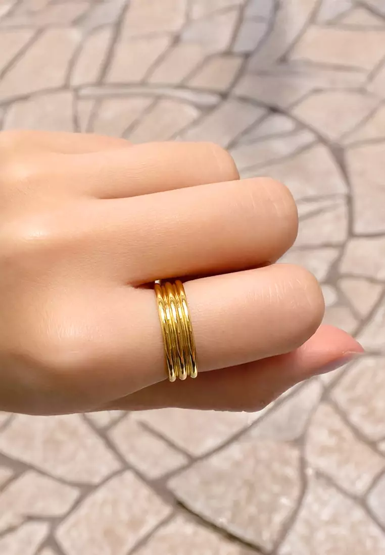 Triad Circular Gleam Radiant Gold Layered Ring