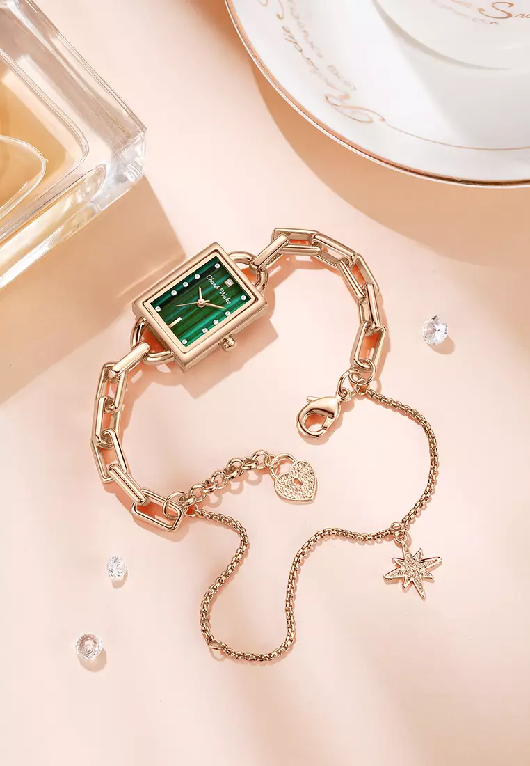 Jam Tangan Wanita Gelang Original Korea Fashion Anti Air Kuarsa Jam Tangan Cewek rosegreen