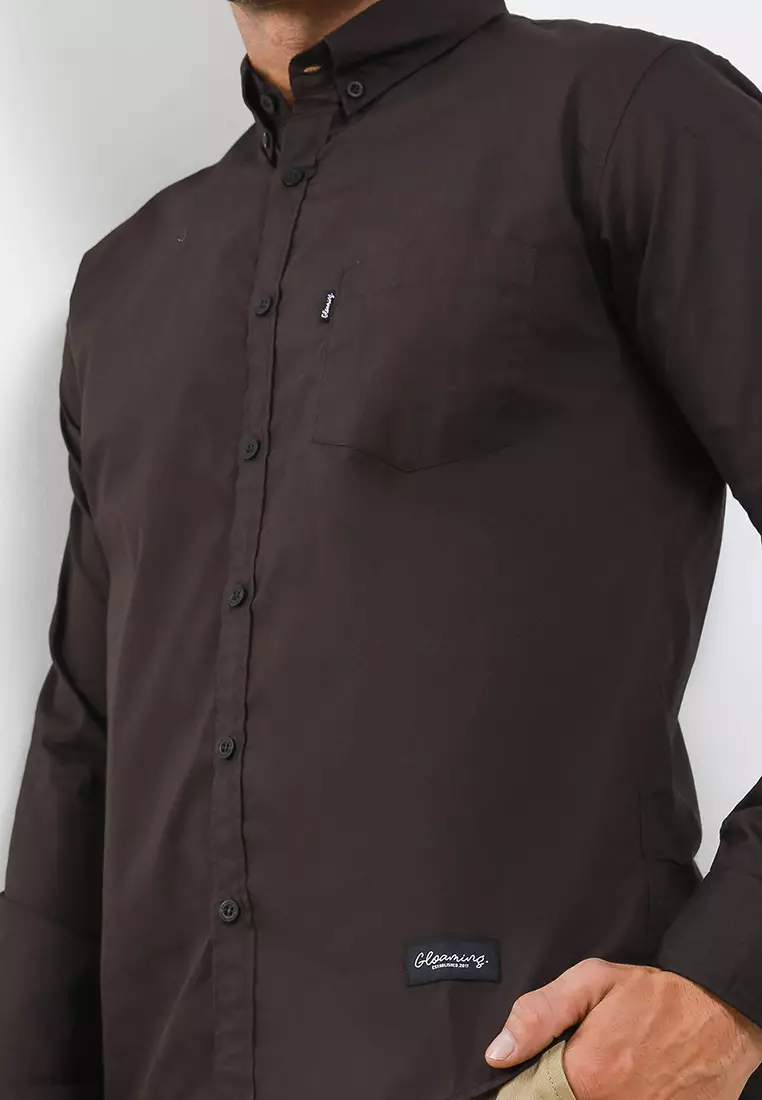 Worn Cortans Dark Kemeja Panjang Brown