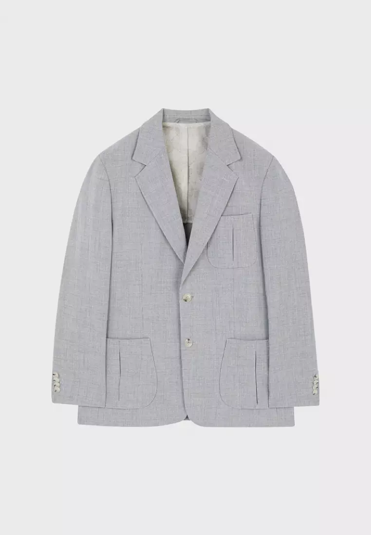 淺灰狩獵休閒西裝外套