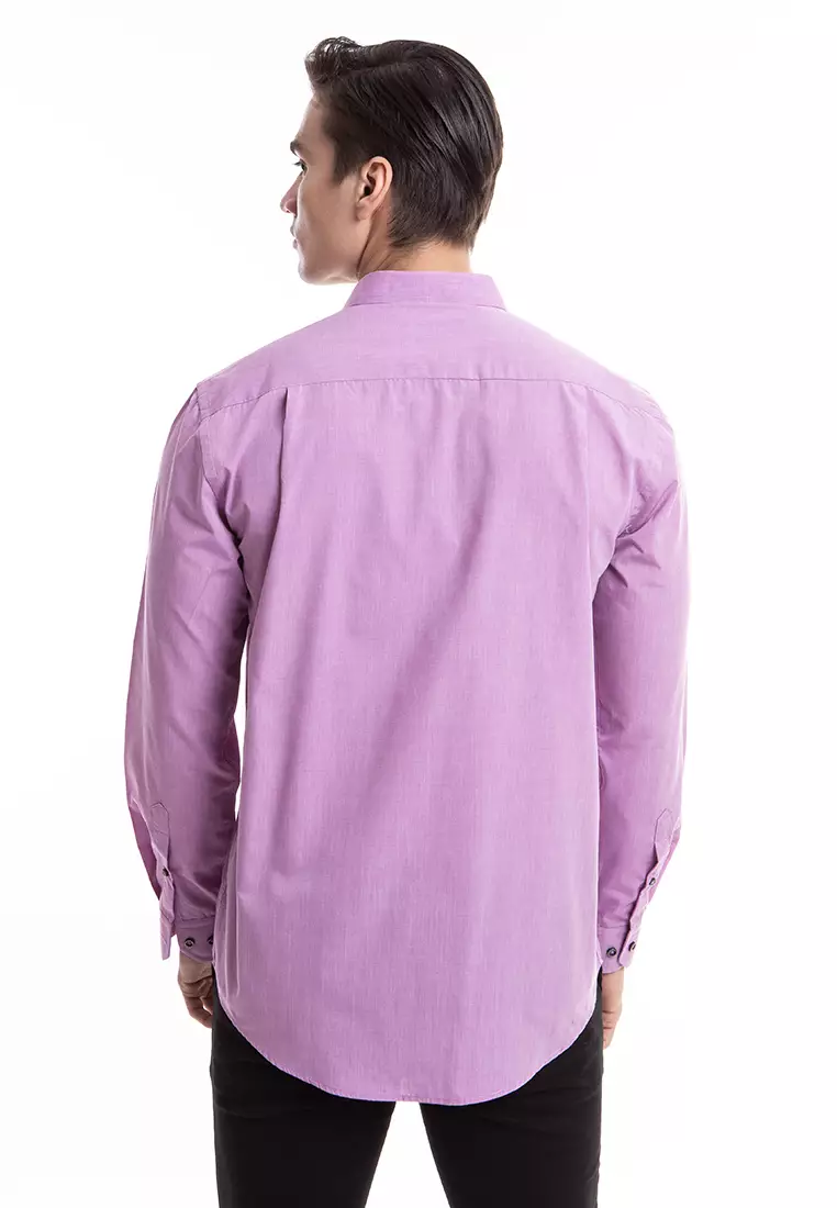 Jual MANLY MANLY Kemeja Regular Fit Plain Wilson Light Purple Original