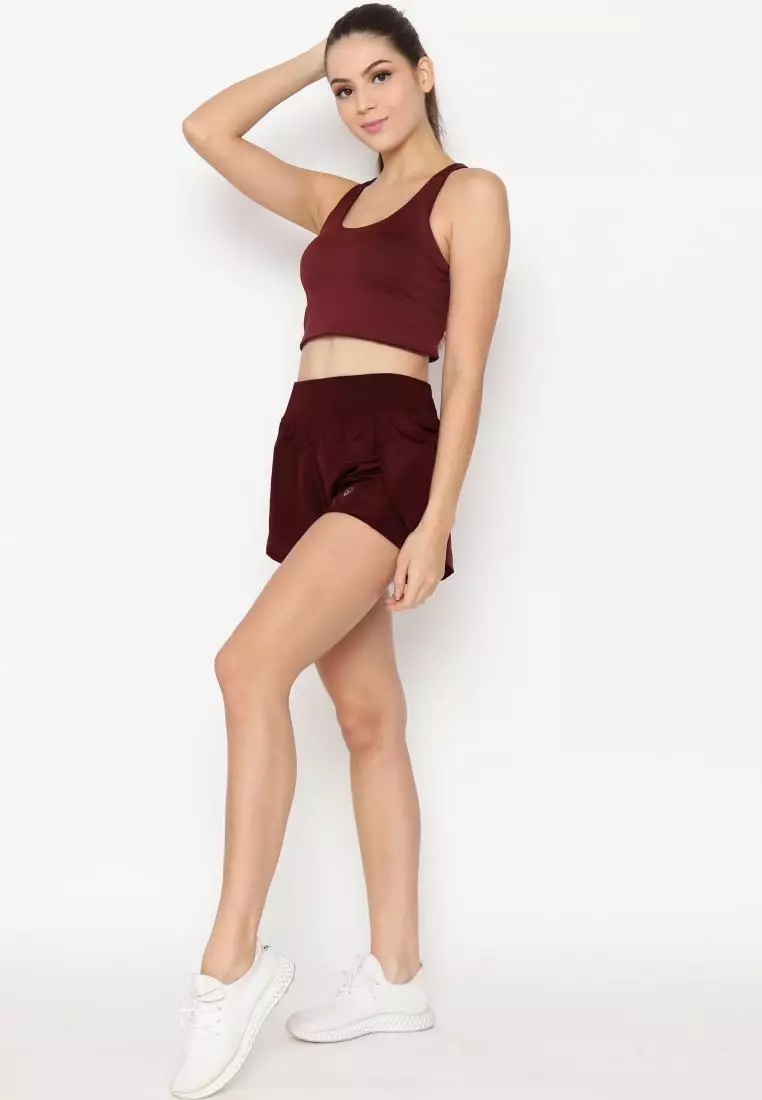 FITWEAR - CAITLYN LAYERED PANTS + INNER - MAROON
