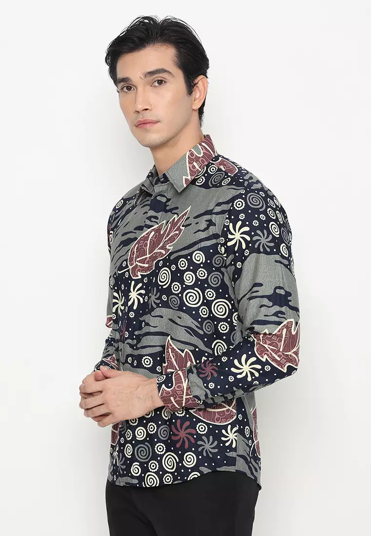 Kemeja Batik Pria Abhipraya - Oslo Blue