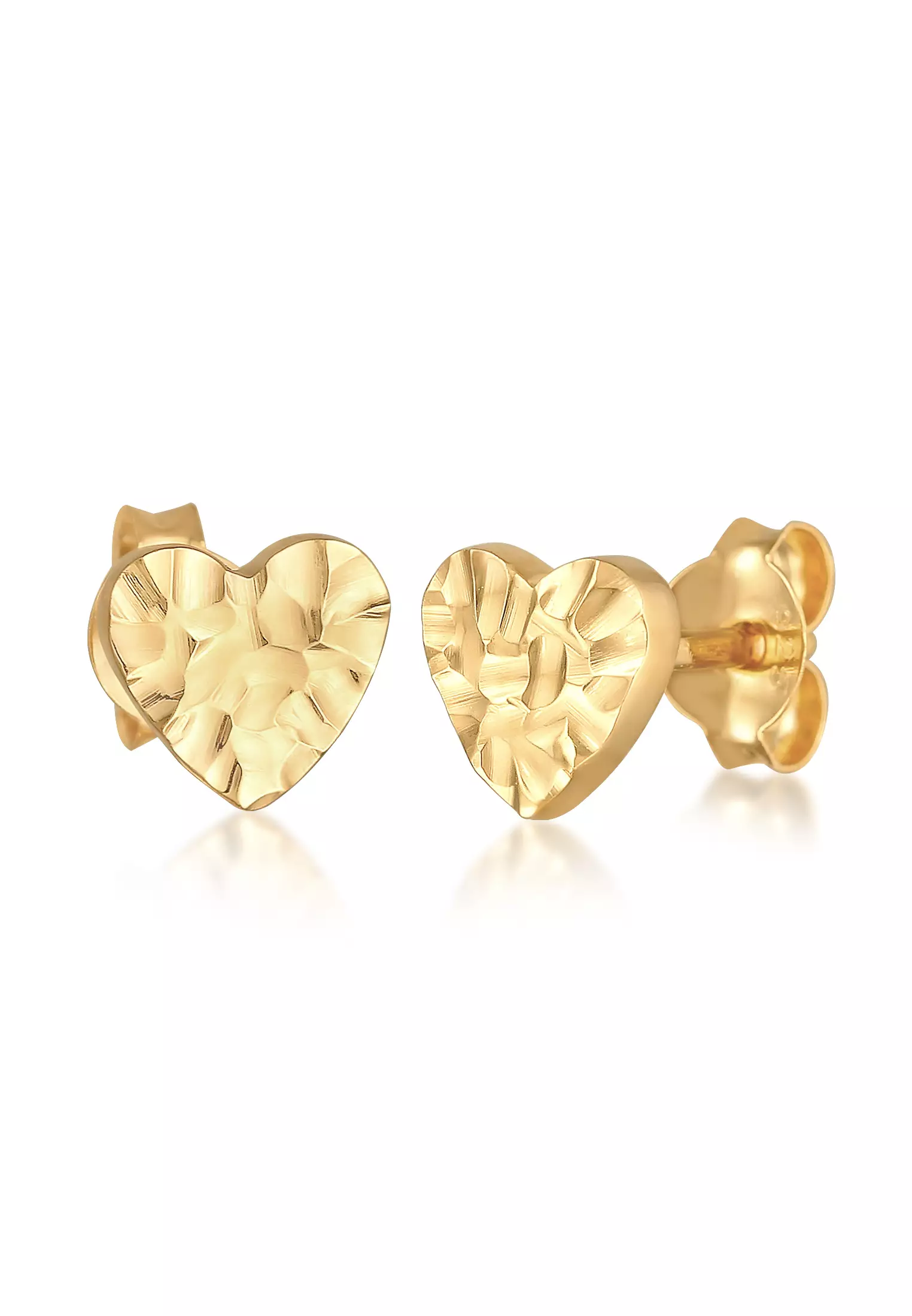 Buy ELLI GERMANY Earrings Stud Heart Hammered Organic Gold Plated
