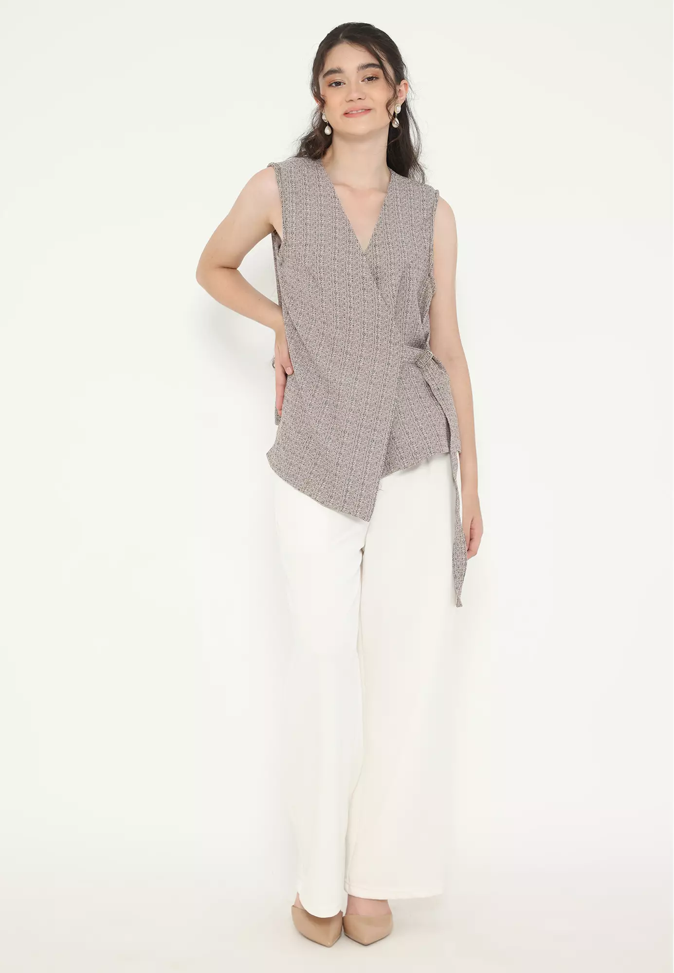 Ocean Rust Vest In Baby Blue And Brown By Brilliant Girl Warna COKLAT