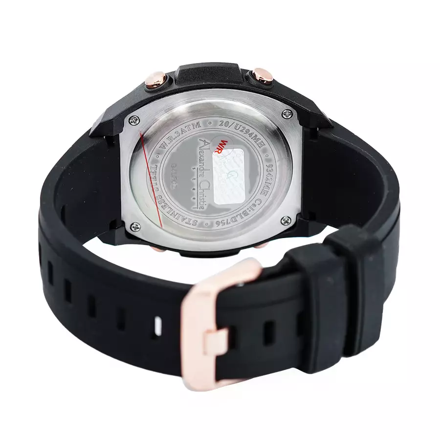 Alexandre Christie 9342 Karet Black Ring Rosegold Digital