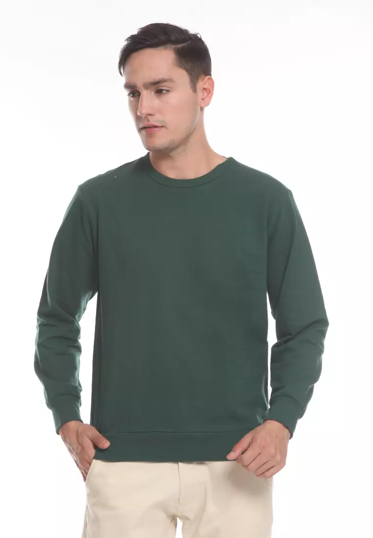 MANZONE  Sweater pria lengan panjang DYOR - GREEN