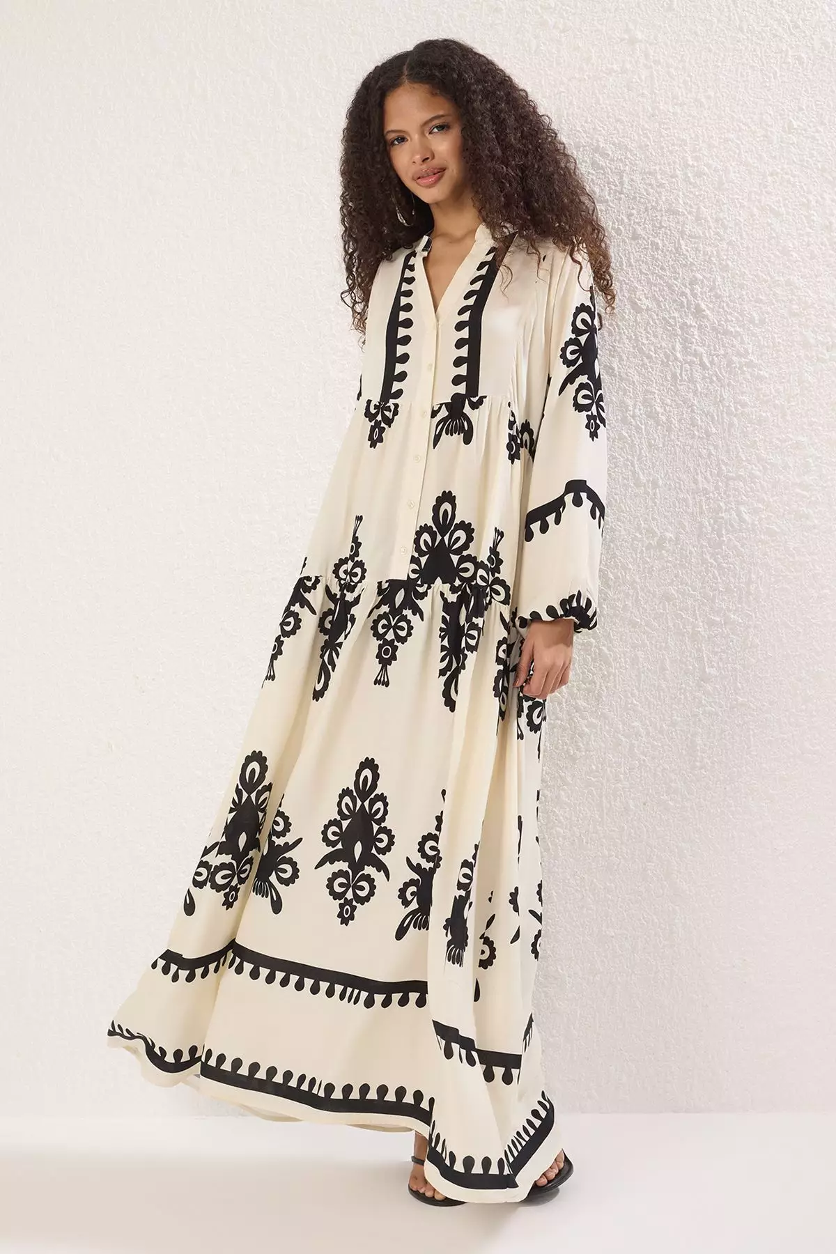 Ecru Viscose Woven Dress TCTSS24EB00221