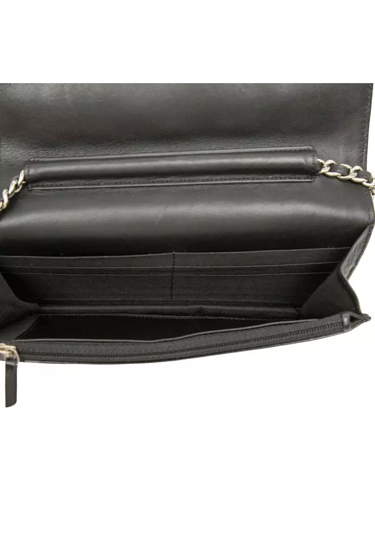 Pre-Loved Chanel Cc Quilted Patent Brilliant Wallet On Chain