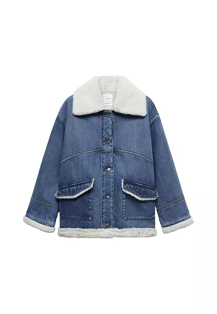 Buy Mango Shearling Denim Jacket 2024 Online | ZALORA Philippines