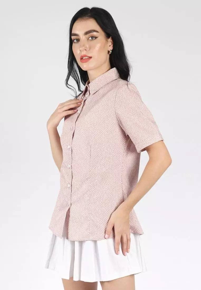 Kemeja Lengan Pendek Pierre Cardin Wanita Serena Taupe