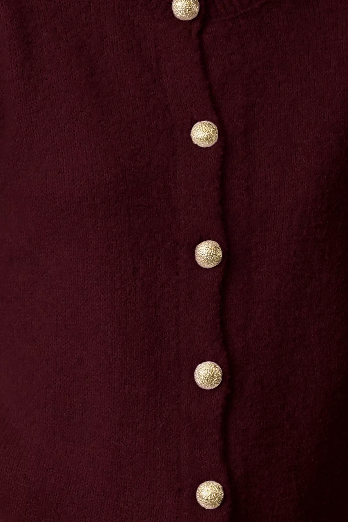 Burgundy Button Detailed Soft Textured Knitwear Cardigan