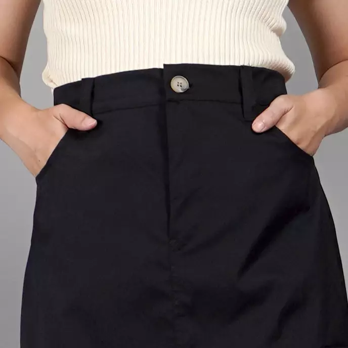  MAGGIE Rok Model Terbaru Rok Cargo Skirt Rok Panjang - HITAM