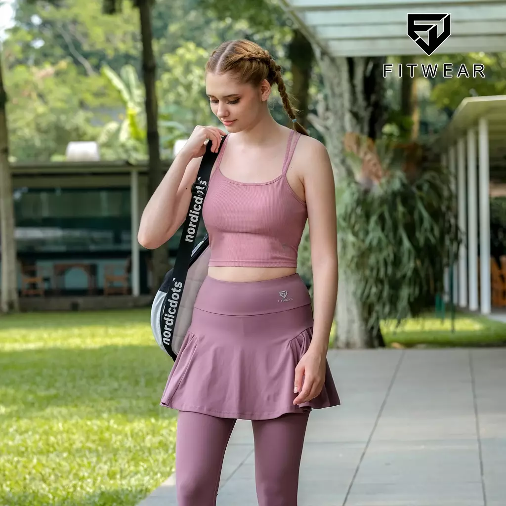 Fitwear Tanktop With Bra Olahraga Wanita CECILIA 2IN1 SOLID DRYFIT - DUSTY PINK