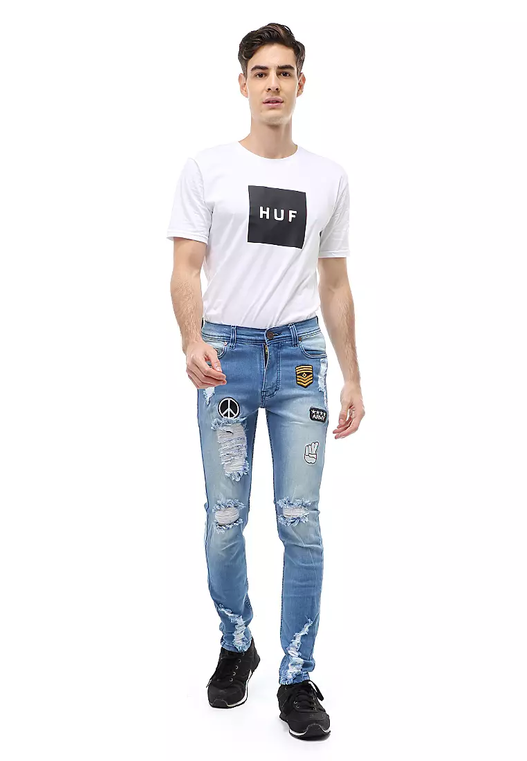 Locko Long Pants Celana Panjang Pria Ripped Jeans Material Denim ORIGINAL - Bio Blits