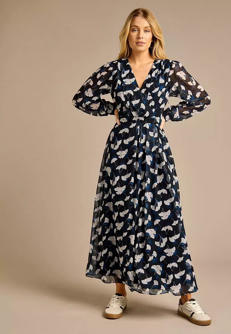 Donna Navy Printed Maxi Dress