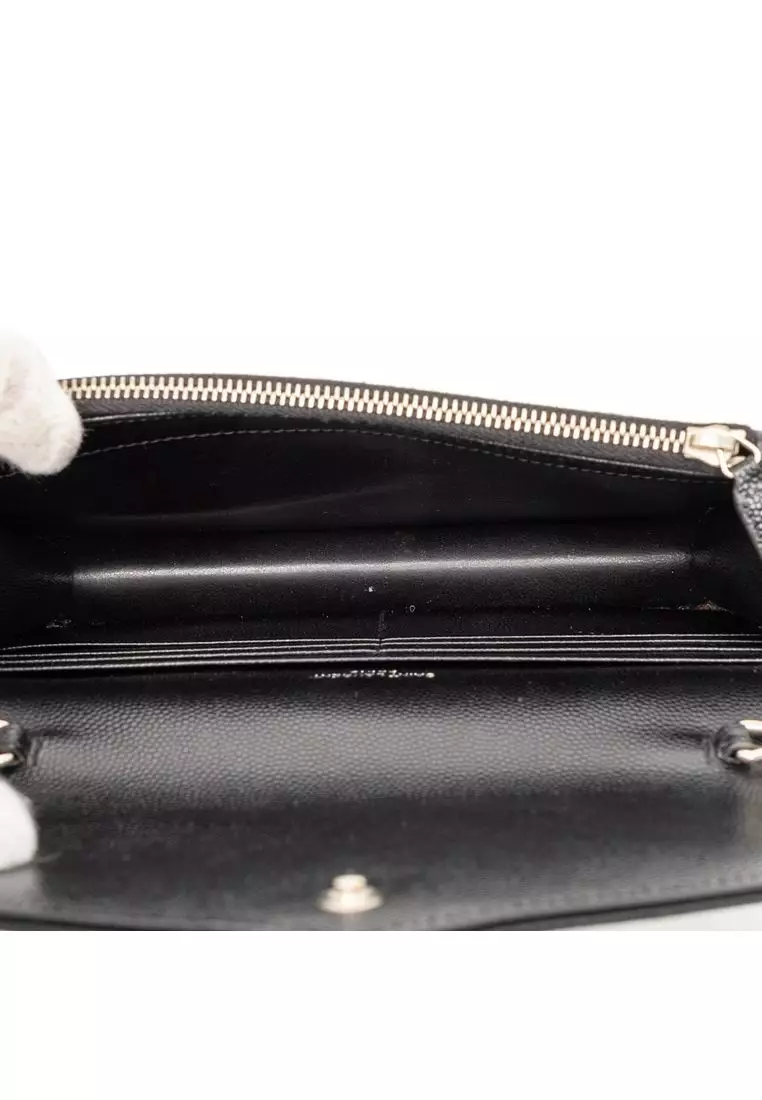Pre-Loved Saint Laurent Grain De Poudre Cassandre Envelope Chain Wallet