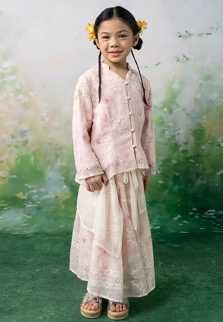 Zephnie Embroidered Set with Flare Skirt