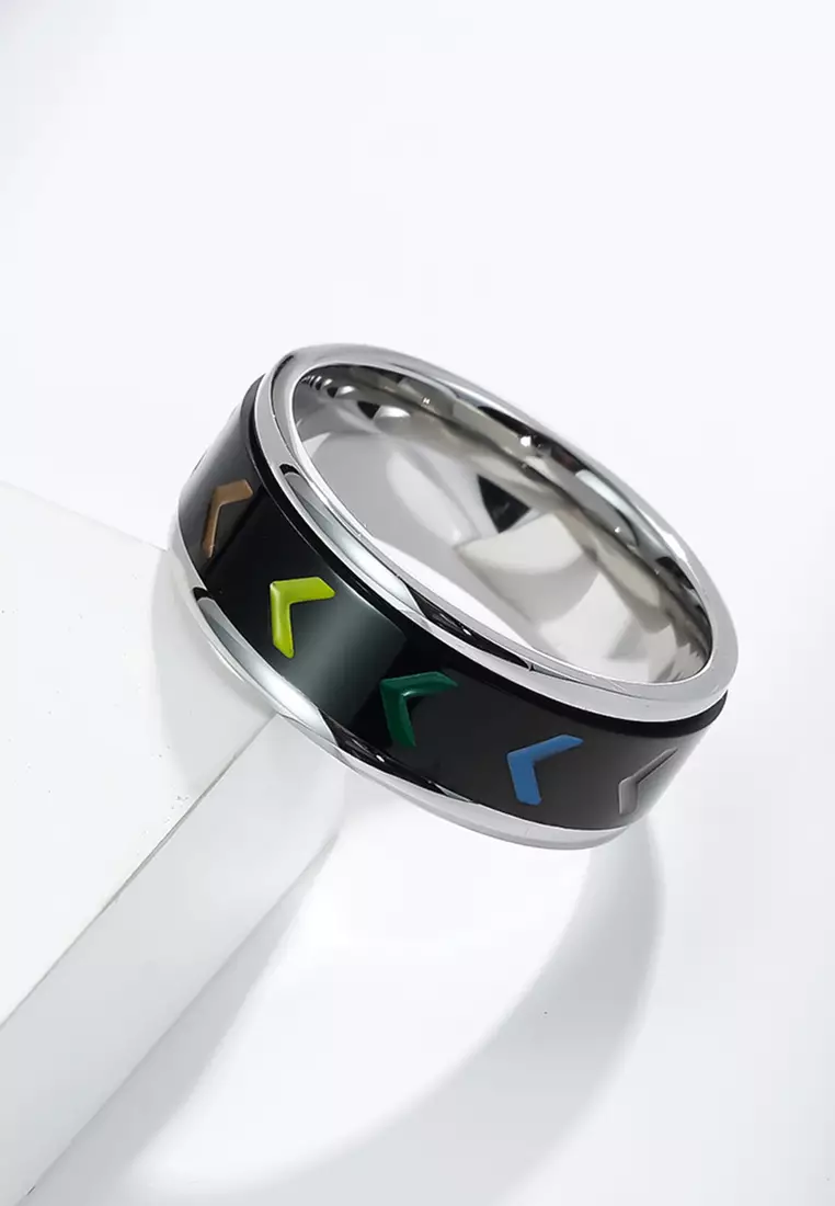 HAPPY FRIDAYS Rotatable Design Rainbow Pattern Titanium Steel Ring JW  QF-JZ601 2023, Buy HAPPY FRIDAYS Online