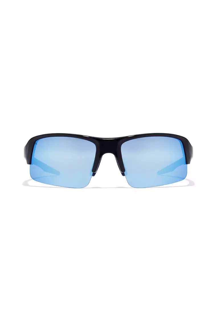 HAWKERS Black Blue Chrome BAT Sunglasses for Men and Women, Unisex. UV400 Protection. Official Product designed in Spain