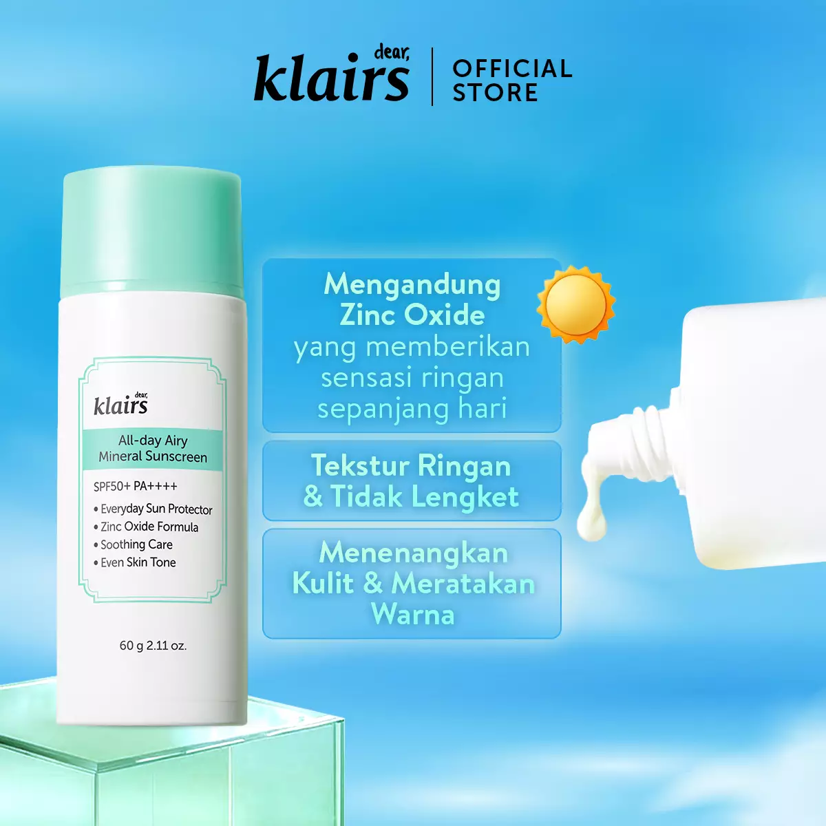 [Official Distributor] Dear Klairs All-Day Airy Mineral Sunscreen SPF50+ PA++++ 35gr