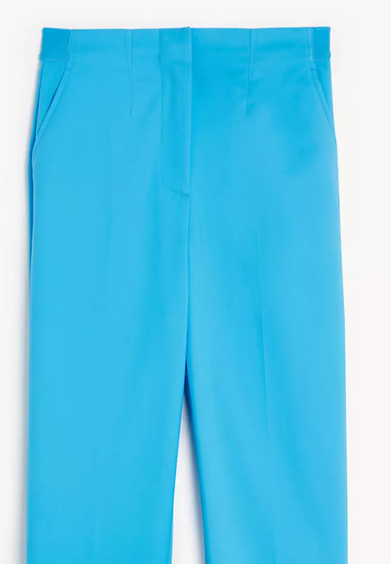 Cotton Blend Slim Fit Ankle Grazer Trousers