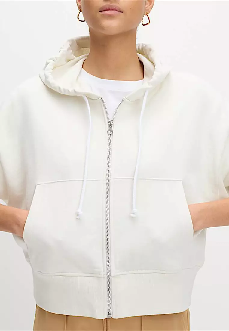 Pure Cotton Cropped Zip Through Hoodie