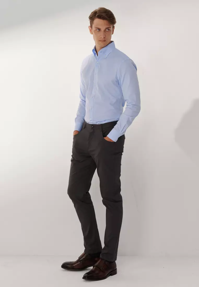 Dark Gray Slim Fit Stretch Chinos