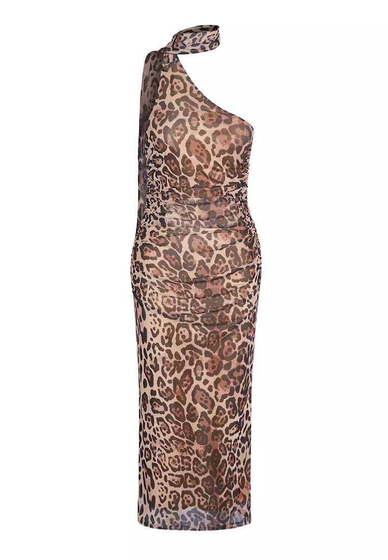 Leopard Print Halter Neck Dress