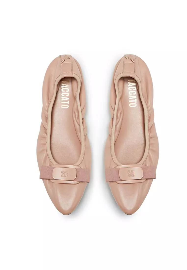 Staccato Bow Leather Slip-On Flats - Pink (EFX01-PIN)
