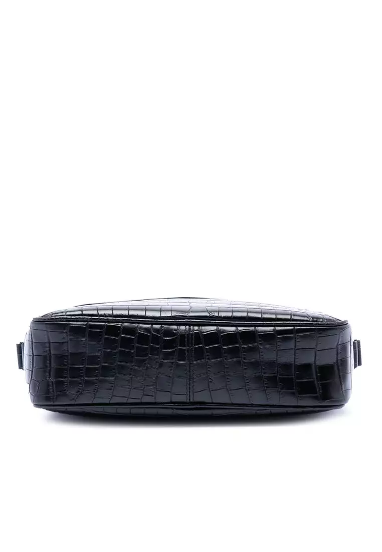 Pre-Loved Saint Laurent Crocodile Embossed Leather Camp Camera Bag