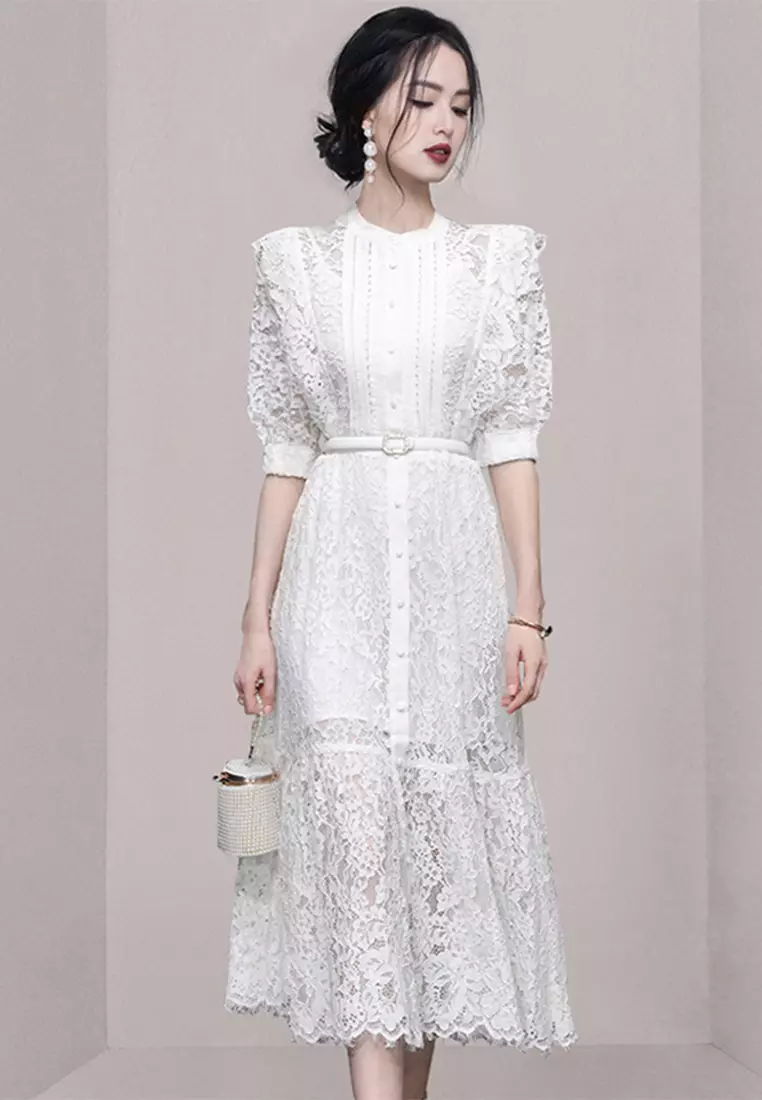 【Sinoon】25SS/韓国人気 ★Scallop Lace Layered Dress(Cream) SINOON ｜시눈 공식 온라인 스토어