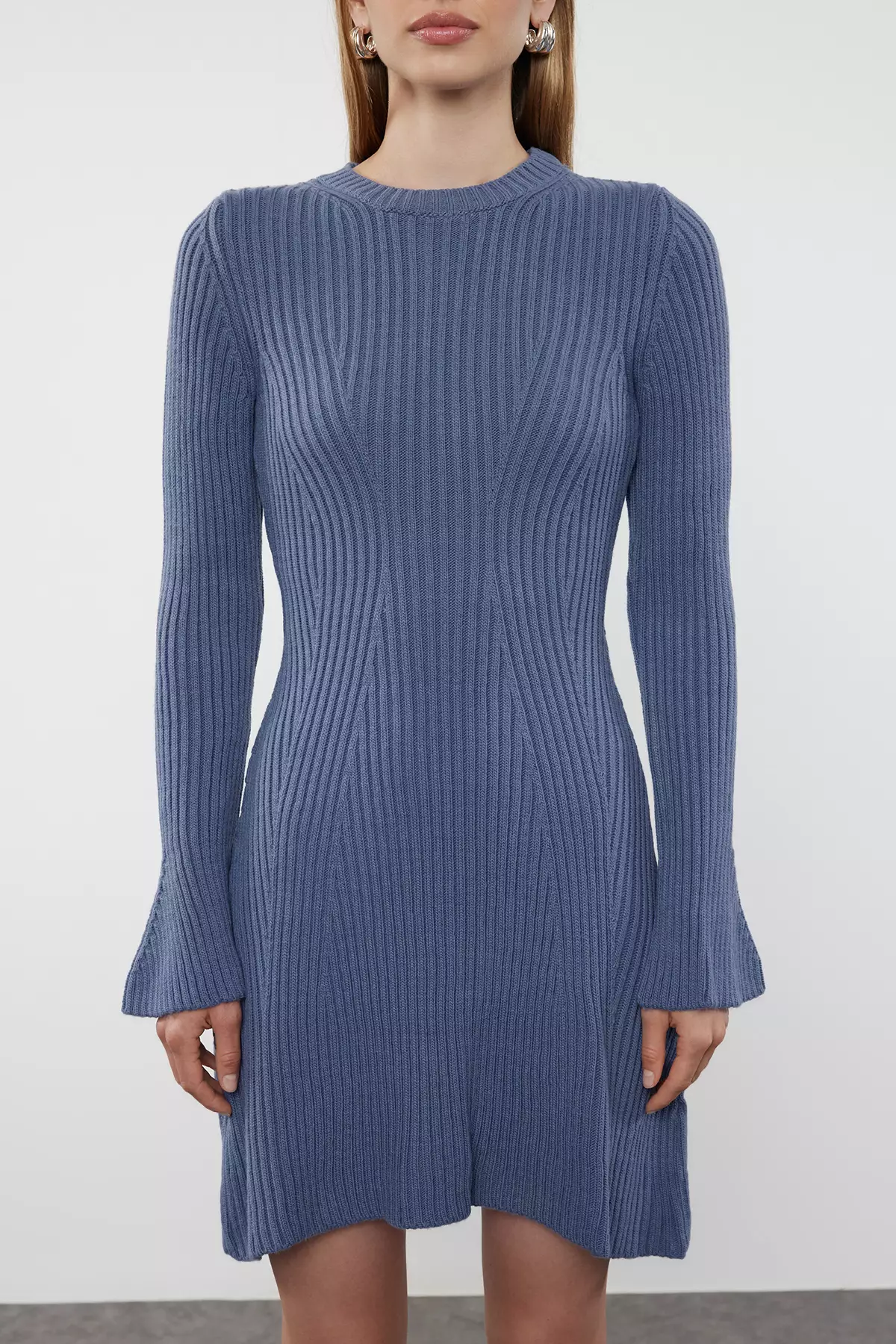 Indigo Mini Knitwear A-Line Form Dress TWOAW25EL00030