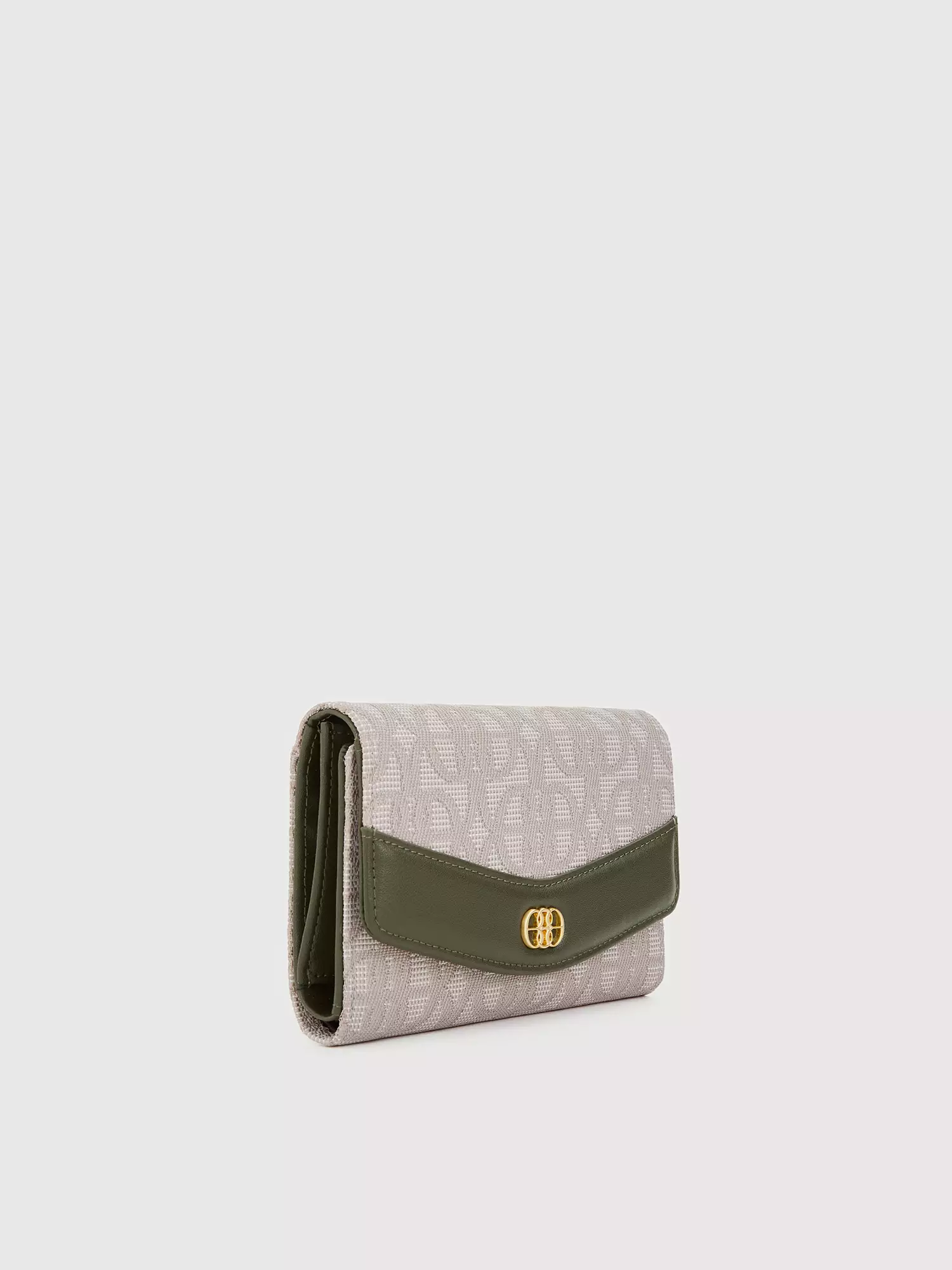 Nuccia Monogram Trifold Short Wallet Dark Green