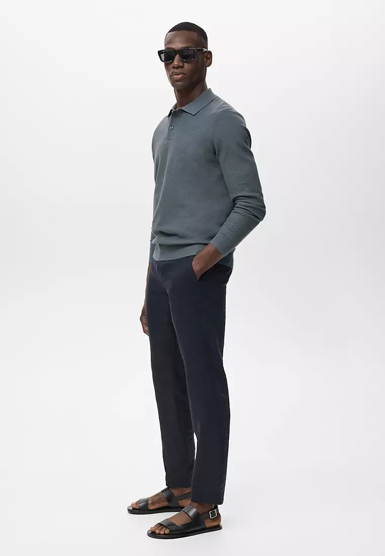 Micro-Structured Cotton Polo Shirt