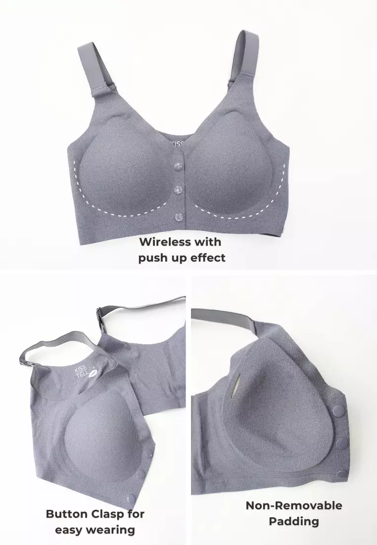 3 Pack Collins Plus Size Seamless Wireless Support Bra - Black, Green, Grey