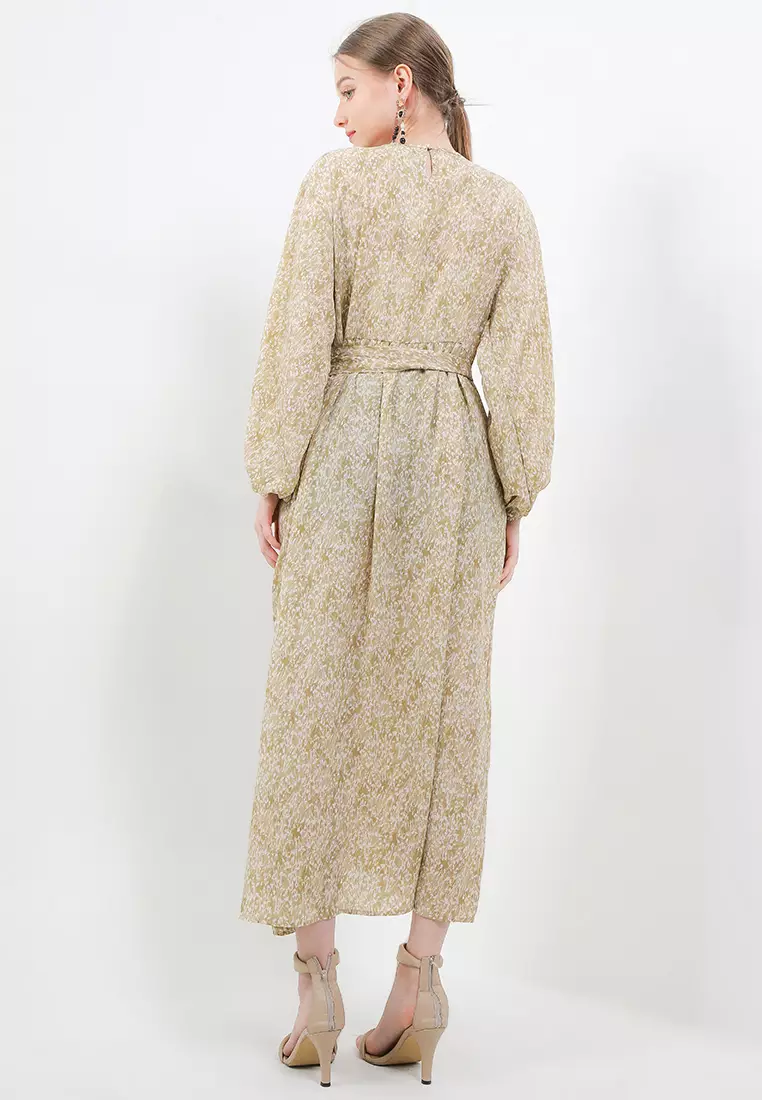 Self Tie Pintuct Maxi Dress