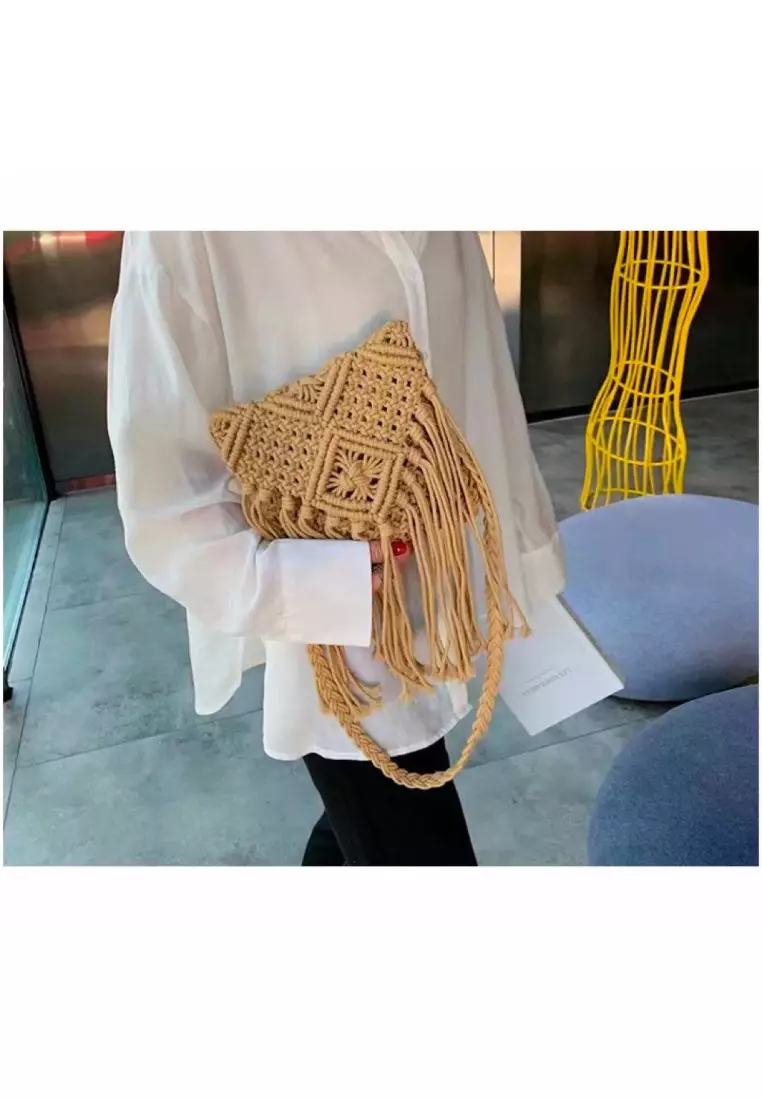 Kanaya Mini Khaki Tassel Rumbai Selempang Slingbags