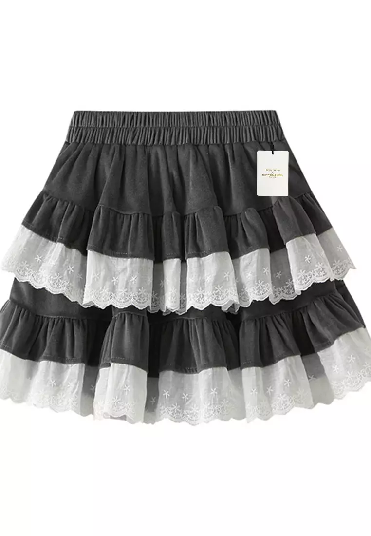 Buy Twenty Eight Shoes Velvet Patchwork Lace Cake Mini Skirt AF